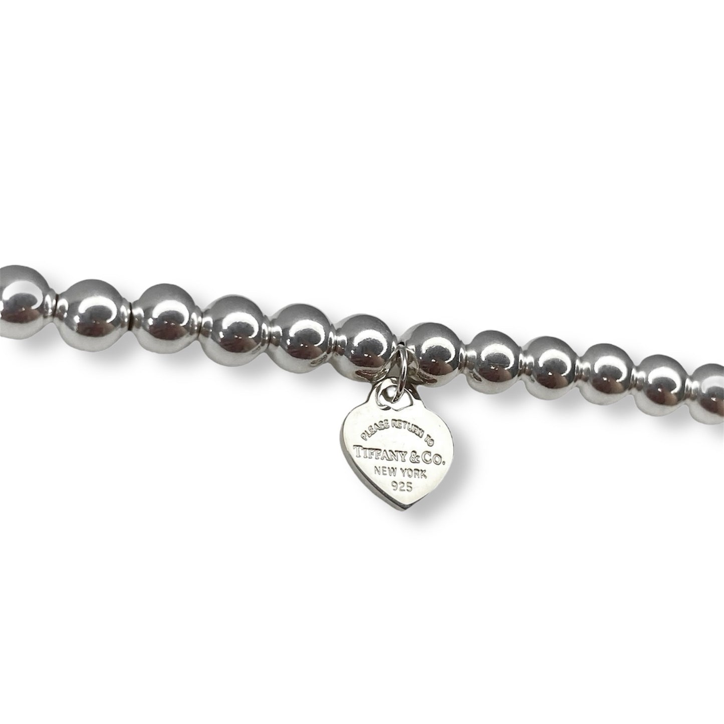 Tiffany & Co. silver heart on extra 6mm ball bracelet