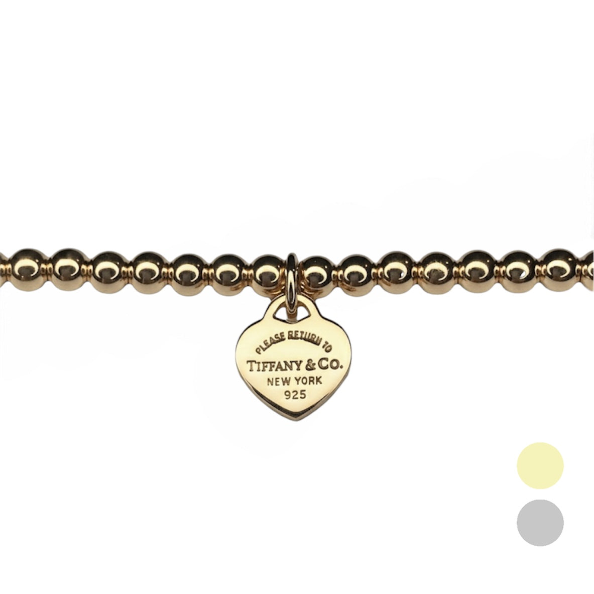 Tiffany & Co. vergoldeter Herzanhänger an extra Kugelarmband