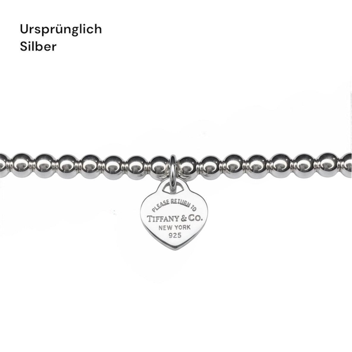 Tiffany & Co. vergoldeter Herzanhänger an extra Kugelarmband